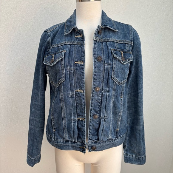 Abercrombie Denim Jean Jacket Fitch Trucker Indigo Coat Classic Blue Size Medium - Picture 1 of 10